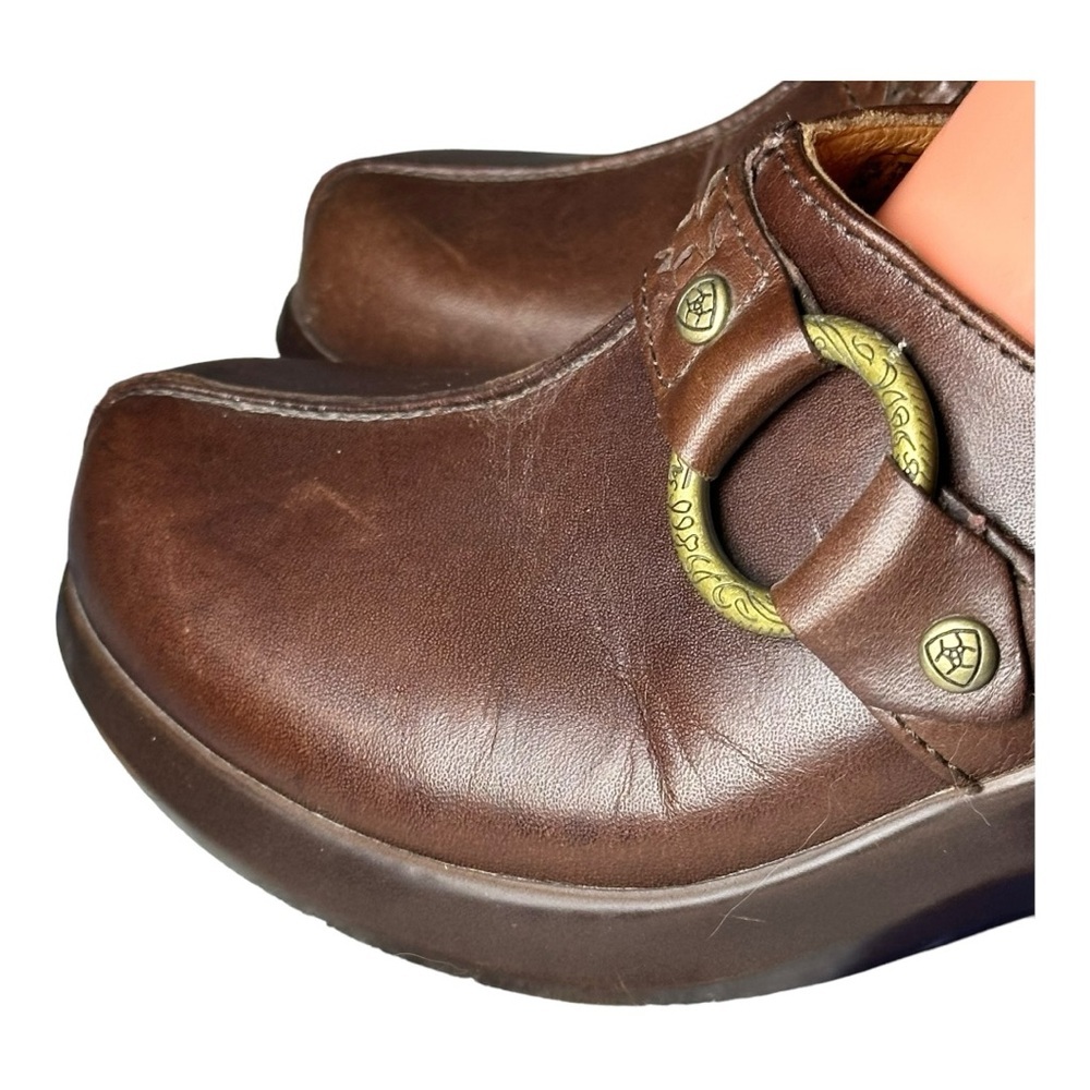 Ariat Shasta Leather Mules Brown Leather Clogs Size 7 - Picture 6 of 16